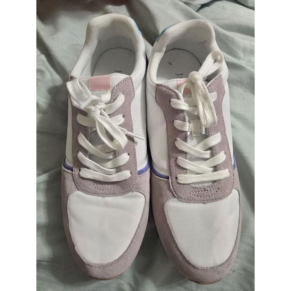 J‎ Crew Colorblock White/Navy Blue/Lilac/Pink Trainers Women's Sneakers Size 10